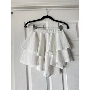 white ruffle mini skirt